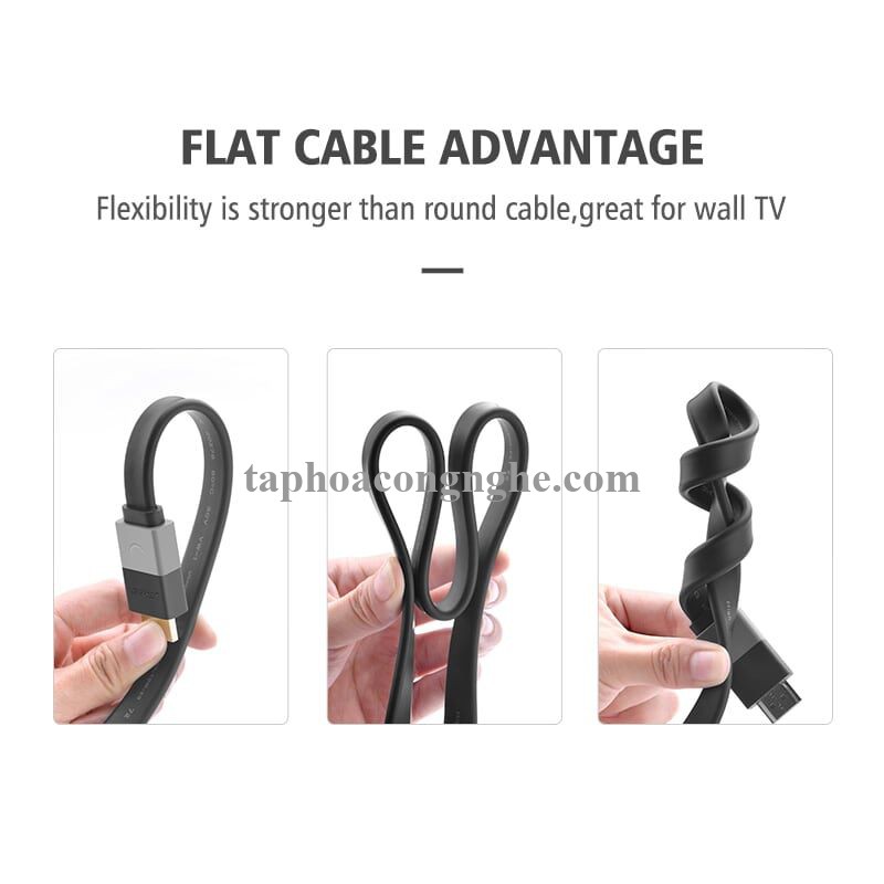 Ugreen 30114 10M màu Đen Cáp tín hiệu HDMI vỏ nhựa PVC cao cấp cáp dẹt HD120 30030114